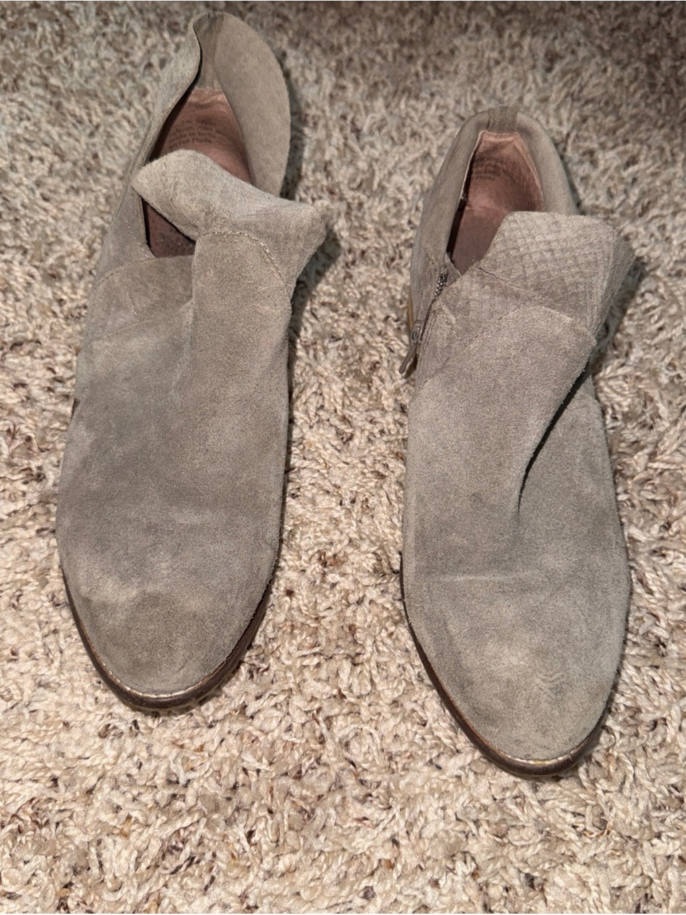 Seychelles Suede Taupe Ankle Booties with Fold-Over Detail